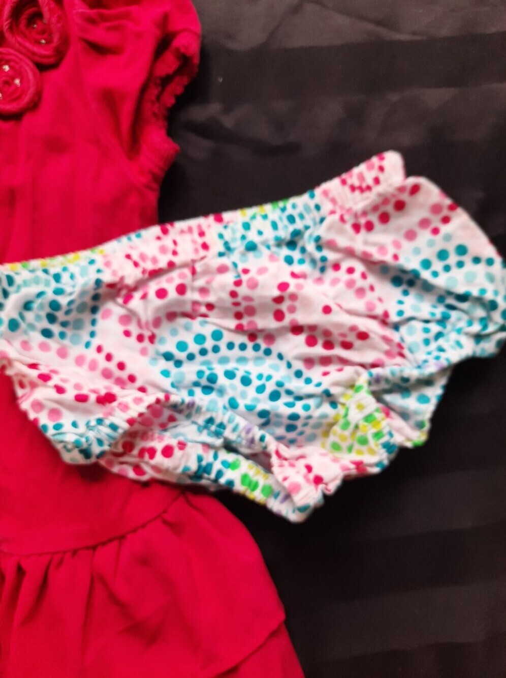 Baby Gap Bright Hot Pink Ruffled Toddler Dress with Polka Dot Swim Bottoms - Picture 3 of 4